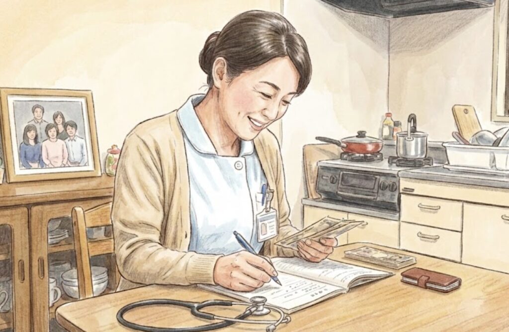 看護師の母親をイメージしたイラスト（オリジナル）