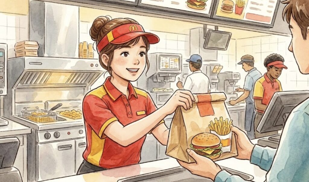 ファストフードで働く女性（オリジナル）